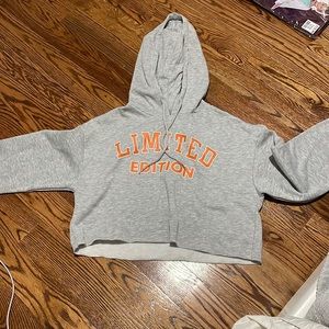 Girls Cropped Gray Hoodie